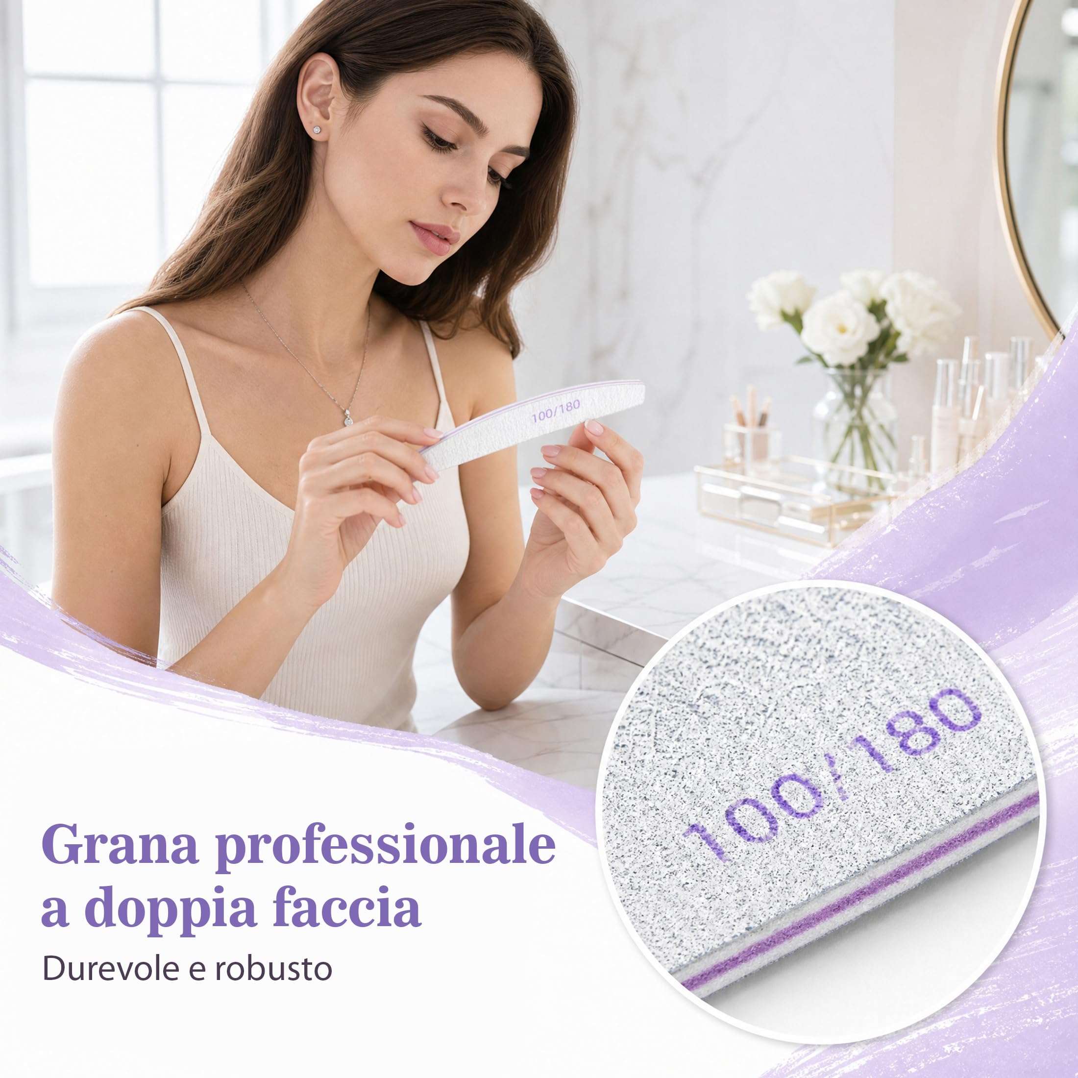 10 Pezzi Lime per Unghie, Lima Unghie Professionale 100/180 a Doppia Faccia, Lime Unghie Riutilizzabile per Salone di Bellezza e Uso Domestico