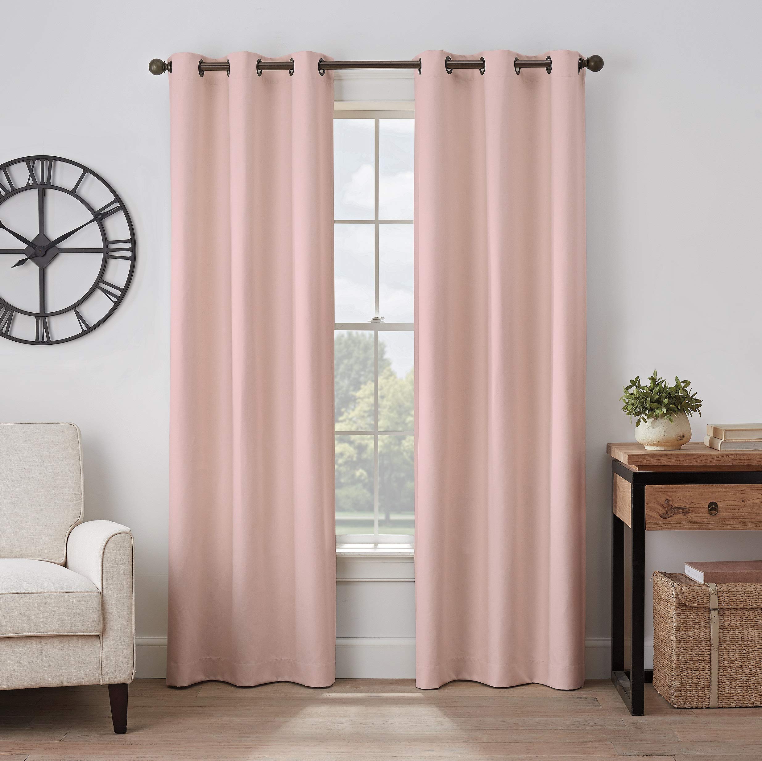 Eclipse Gabriella Grommet Top Curtains for Bedroom, Single Panel, 40" x 84", Blush
