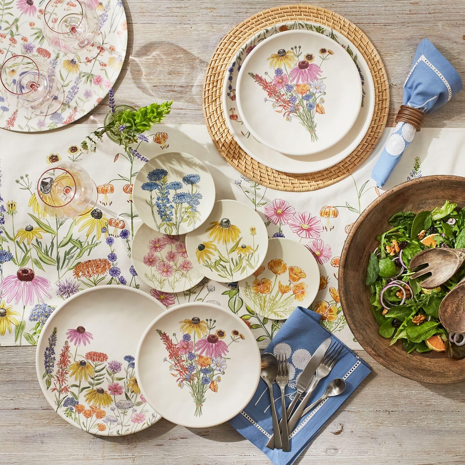 Sur La Table Wildflower Melamine Appetizer Plates, Set of 4, White