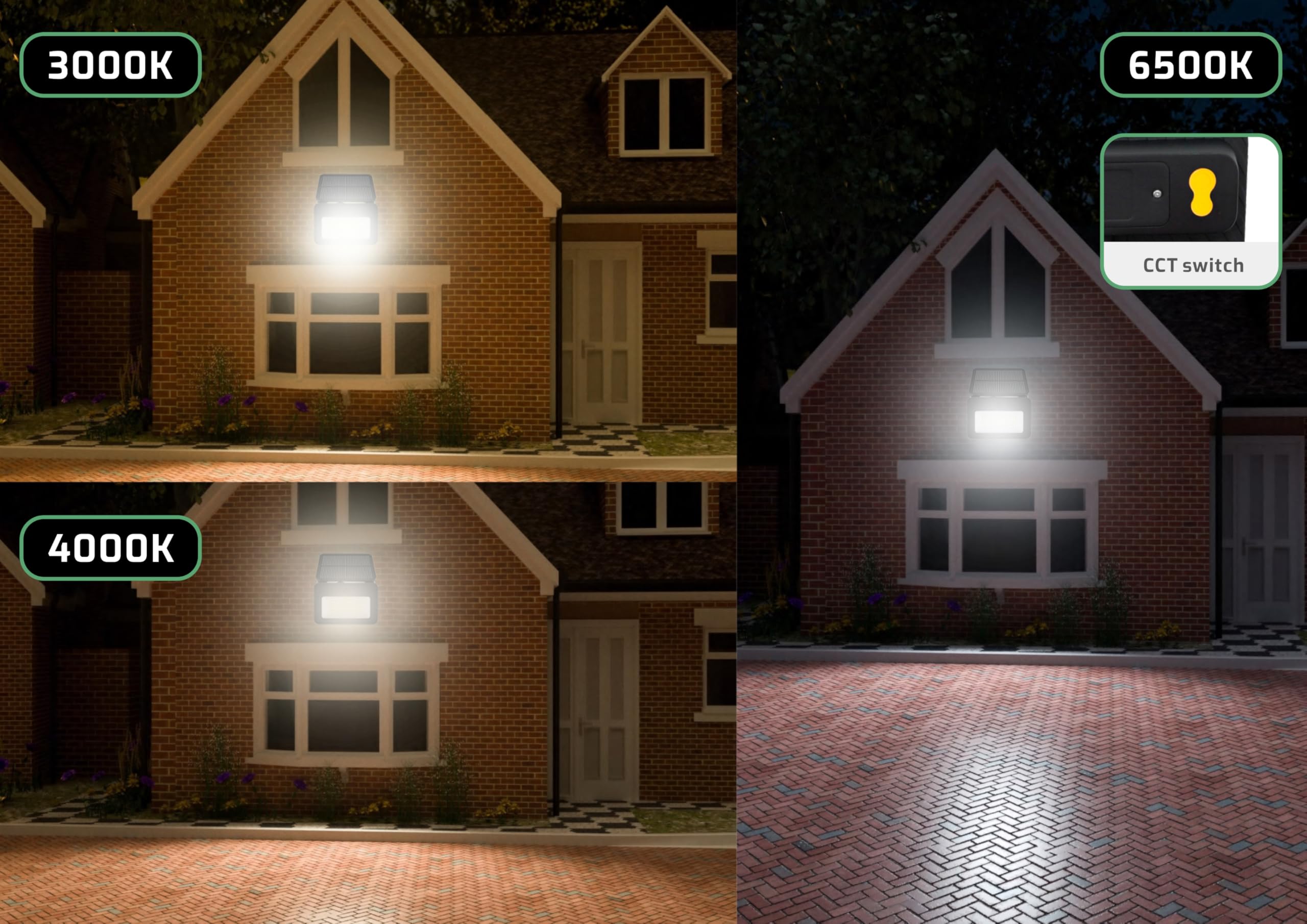 Projecteur solaire LED extérieur avec détecteur de mouvement 1000 lm IP65 6500/4000/3000 K