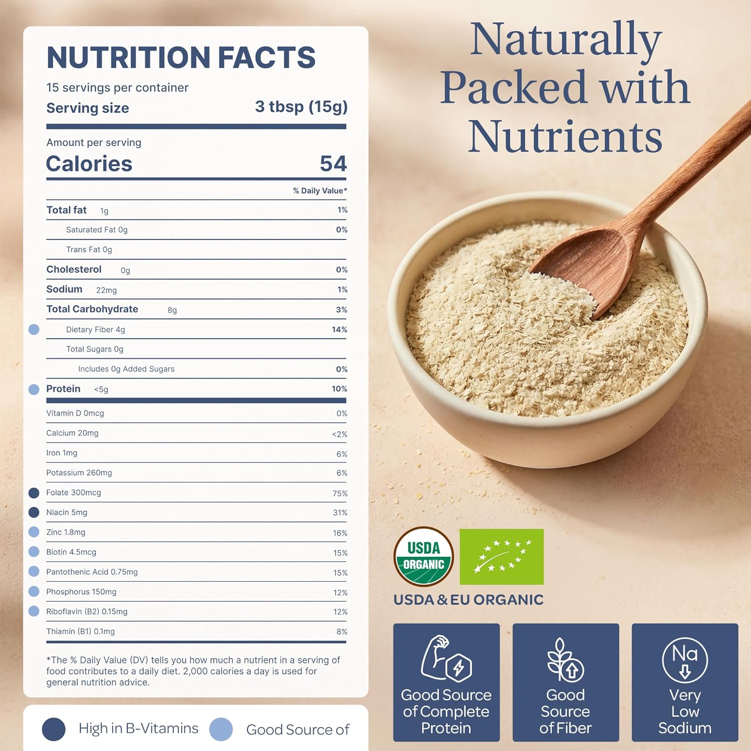 LOOV Organic Non-Fortified Nutritional Yeast Flakes - Vegan, Gluten Free, Non-GMO Unfortified Nooch - Good Source of Natural B-Vitamins - No Added Salt or Sugar - Resealable Bag, 8 Ounces (227 Grams)
