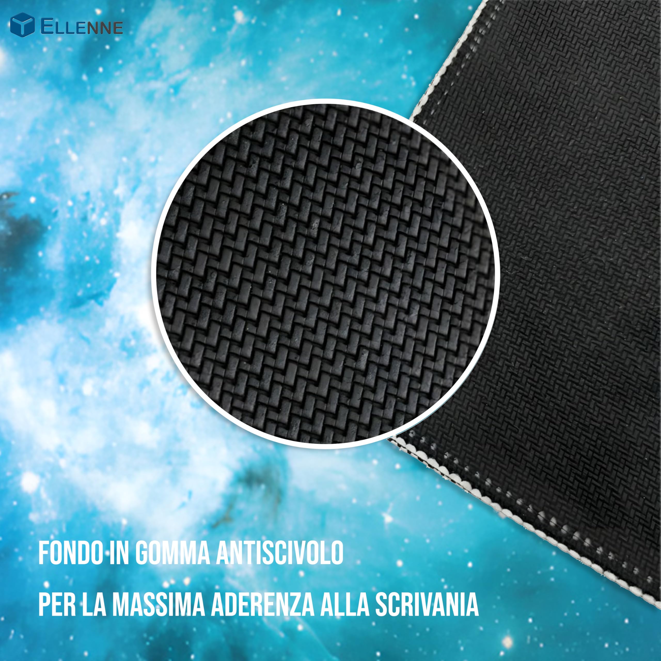 ELLENNE Mousepad XXL 900x400mm Sottomano Scrivania-Abisso Stellato|9 | Tappetino Mouse XXL 900x400mm, Sottomano Scrivania Stampato Fantasie Impermeabile, Mousepad Grande,Bordi Cuciti Casa Ufficio