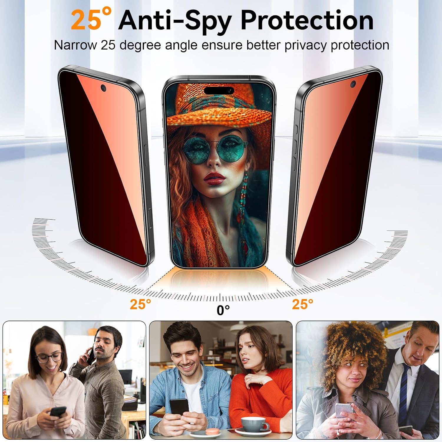2 Pack Privacy Screen Protector for iPhone 17 Pro Max/iPhone 16 Pro Max 6.9” Gradient Colorful 25° Anti Spy Private Full Coverage Tempered Glass with Auto Fit Box, Dust Free Installation