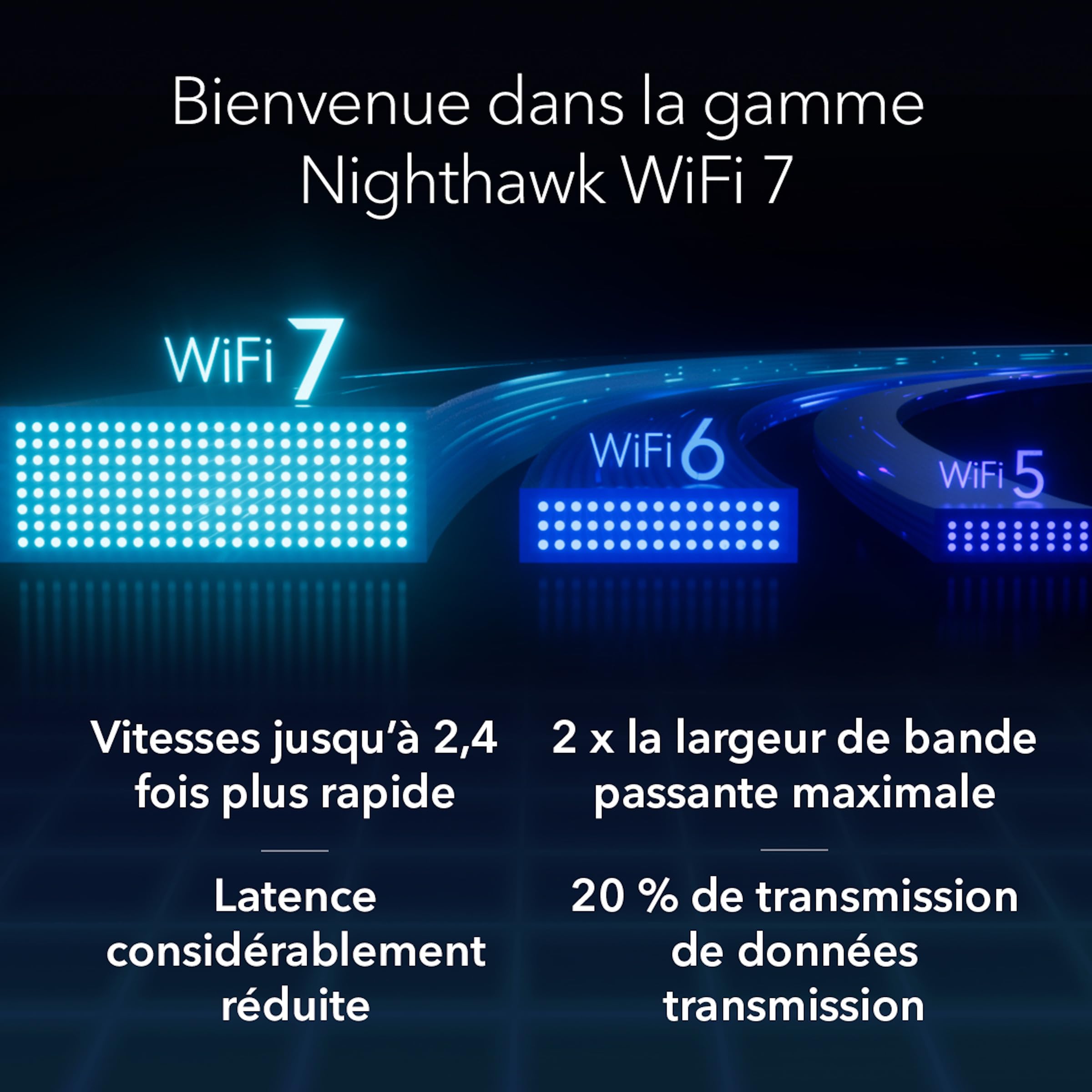 Netgear Nighthawk Routeur WiFi 7 tri-Bande (RS600) - Fonctions de sécurité, Vitesse sans Fil BE18000 (jusqu'à 18 Gbit/s) - Port Internet 10 Gbit/s - Couvre jusqu'à 250 m2, 150 périphériques