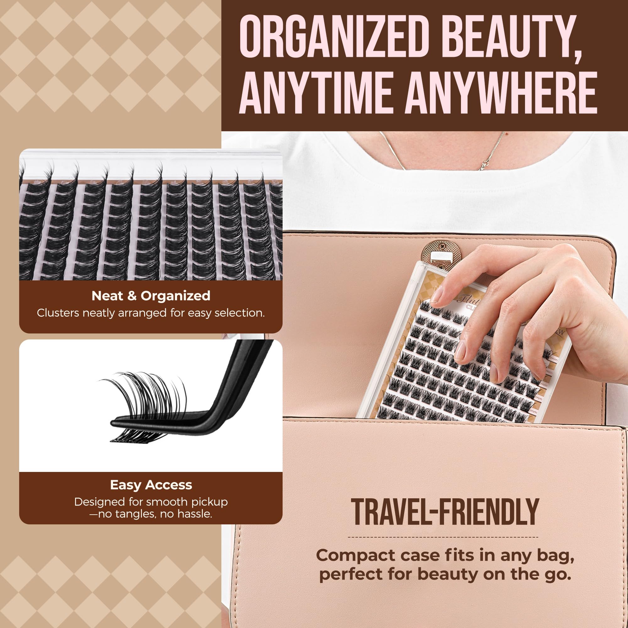 LASHVIEW Cluster Lashes 144Pcs D Curl Lash Clusters Natural Fluffy and Wispy Lashes Individual Cluster Super Thin Band Individual Eyelashes Soft and Comfortable for All Day (W04) - Image 4