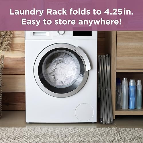 Miniatura 7 de BLACK+DECKER Escurridor de ropa plegable expandible de 4 niveles, altura telescópica, secadora de aire plegable que ahorra espacio para toallas,