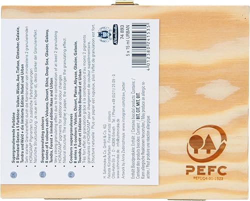 Miniatura 4 de Schmincke - HORADAM AQUARELL, Super Granulation Set Urban, 5 tubos de 0.5 fl oz, 74 893 097, caja de madera, tonos granulados muy fuertes, mejores