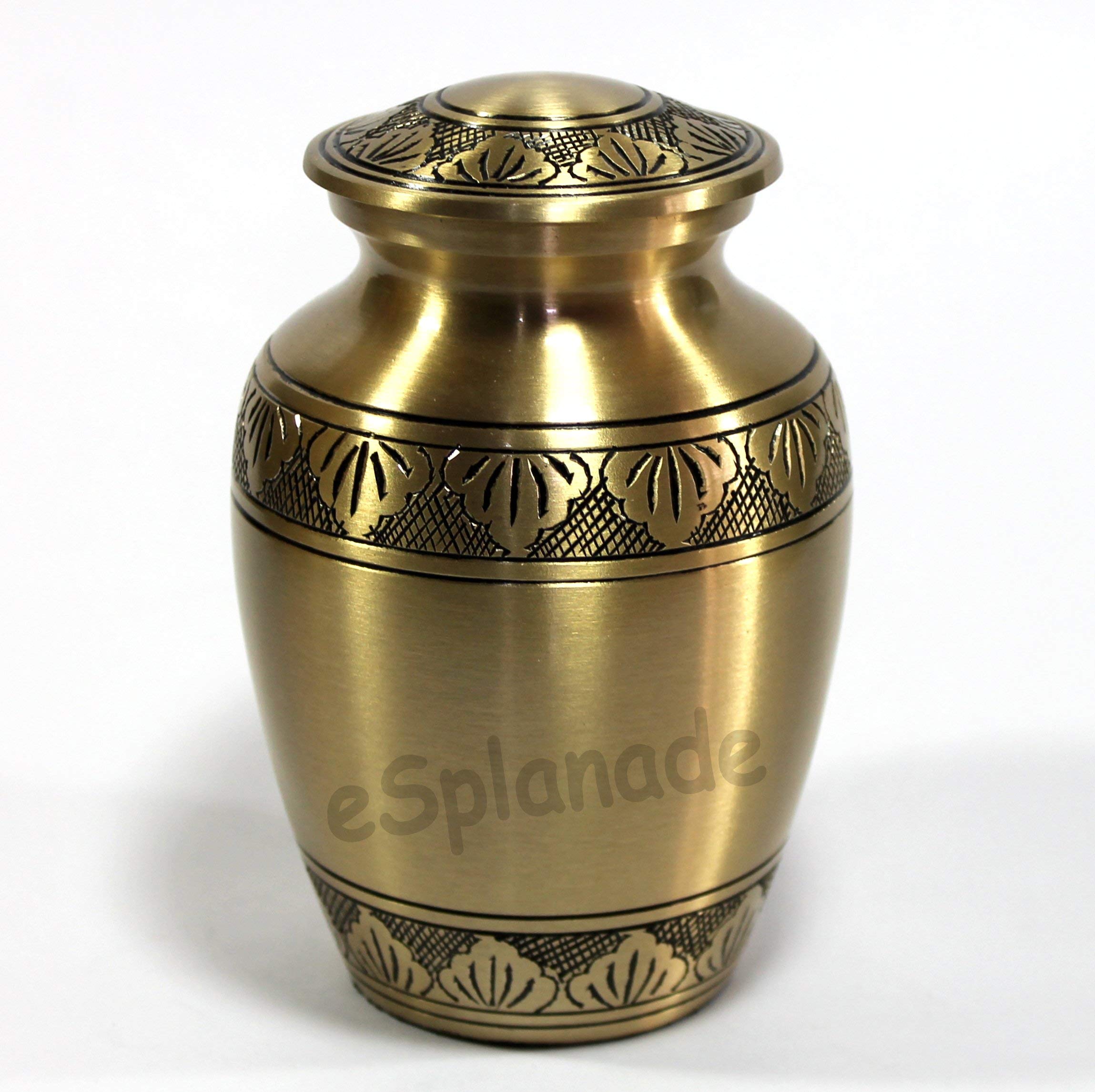 eSplanade Brass Cremation Urn Keepsake Memorial Human Ashes Container Jar Pot | Burial Funeral Urns | Golden- 6" Inches (Medium Size)