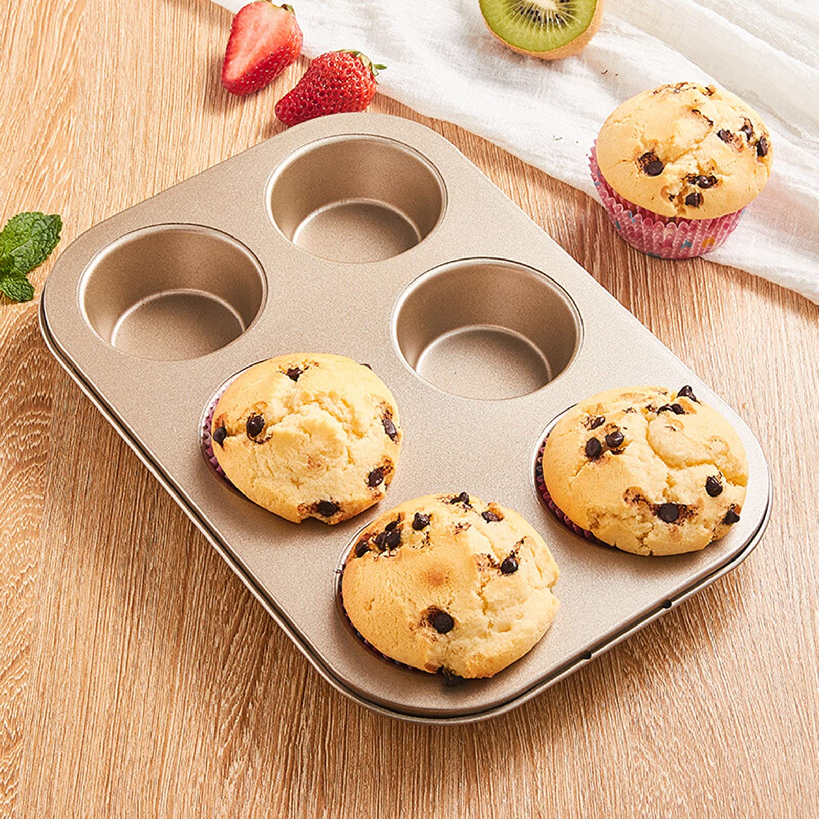 BAtlam Küchenutensilien, Cupcake-Backform, Mini-Kuchenform, Backformen für 6 Tassen, Antihaft-Kohlenstoffstahl, kleine Kuchen-DIY-Muffinform, Antihaft