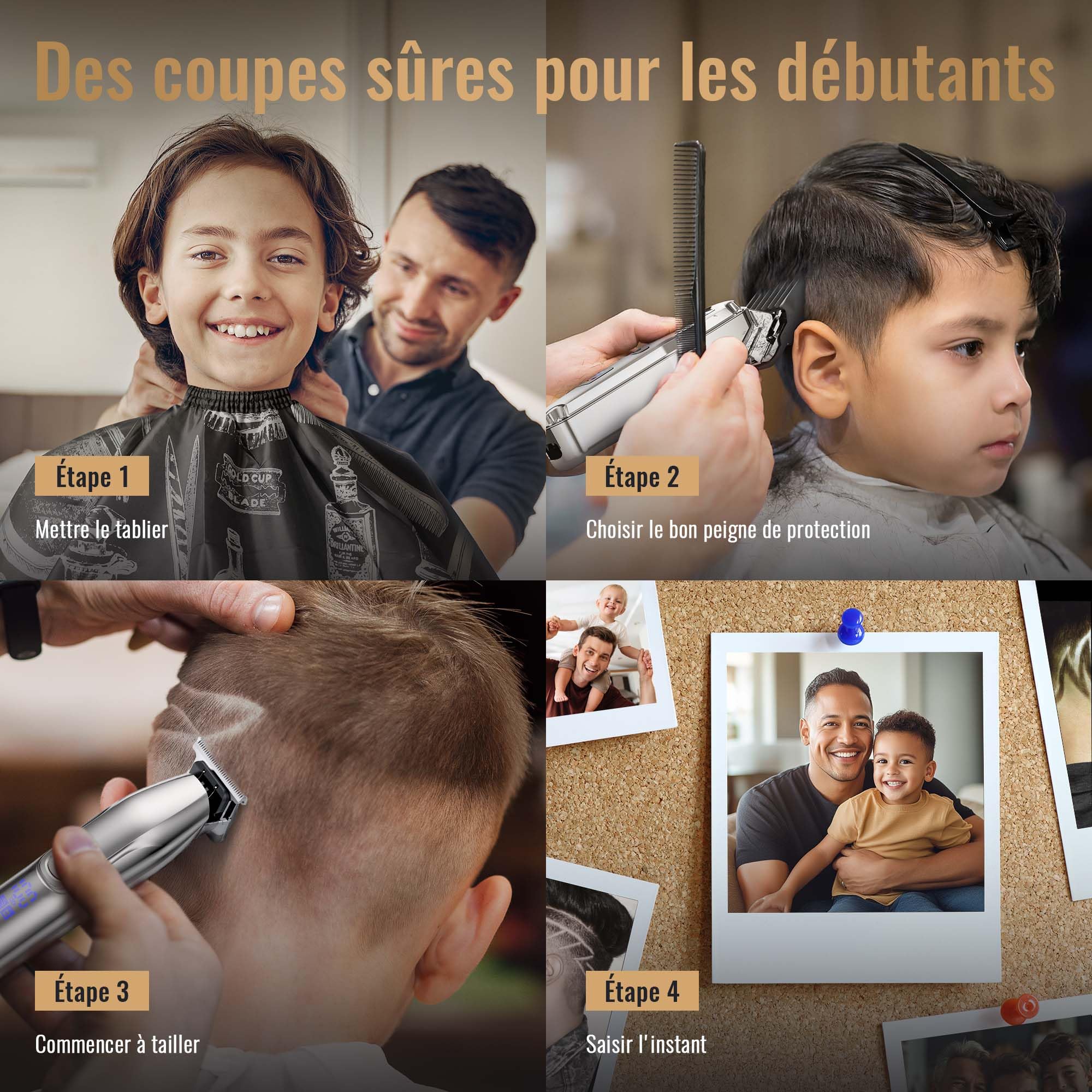 Tondeuse à cheveux professionnelle & T-lames Trimmer Set pour hommes, Tondeuse cheveux, Tondeuse à barbe, Tondeuse à cheveux électrique IPX7 étanche à l'eau