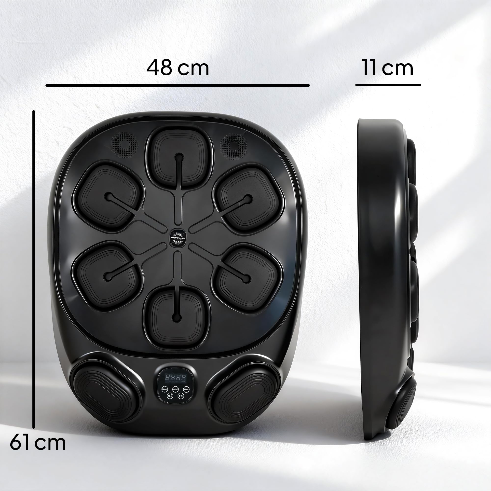 SPORTNOW Macchina da Boxe Musicale a Parete con 9 modalità e Luci LED Multicolore, Music Boxing Machine per Adulti con Connessione Bluetooth, per Casa e Palestra, 61x48x11 cm, Nero