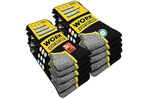 WORK Socks: Tactical Crew Length Comfort Fit - Black Socks For Men (10 Pairs)
