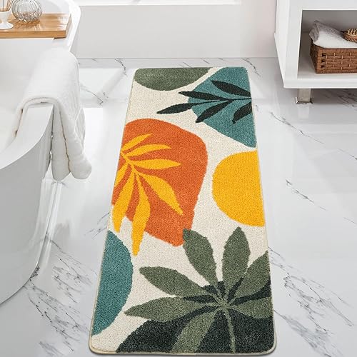 Uphome Alfombra de baño larga, antideslizante y absorbente de agua, minimalista y moderna, lavable a máquina, para bañera, lavabo o lavandería, 20 x
