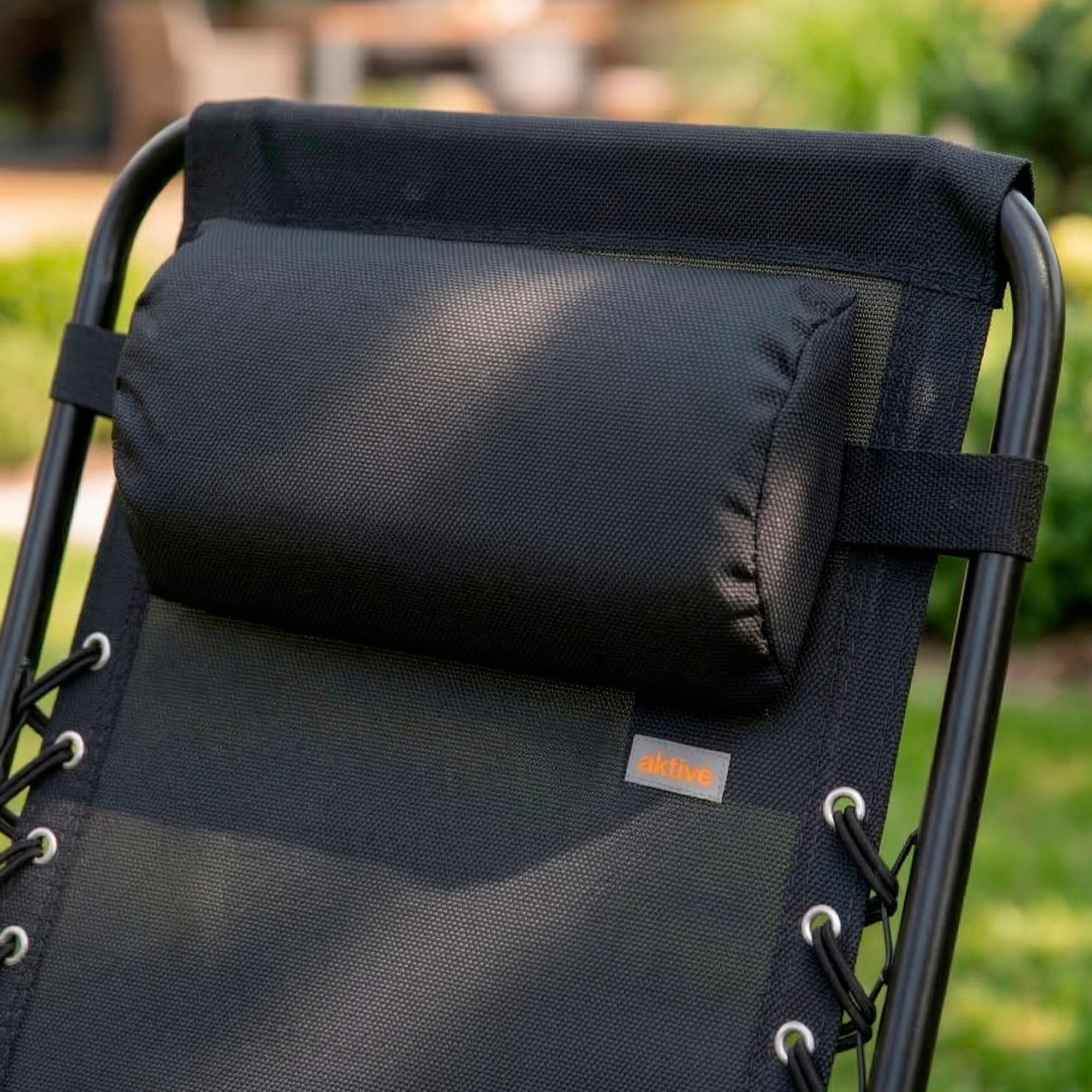AKTIVE Tumbona jardín plegable, Color negro, 52x68x104 cm, Gravedad cero, Estructura acero, Tejido textileno, Soporta 110 kg, Antivuelco, Cojín acolchado, Hamaca terraza exterior (61165)
