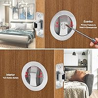 Vista 3 de Dontay Cerradura de Privacidad para Puerta Corredera, Manijas Empotradas, Distancia al Borde de 2-3/8", Pestillo (Dormitorio/Baño), Perilla