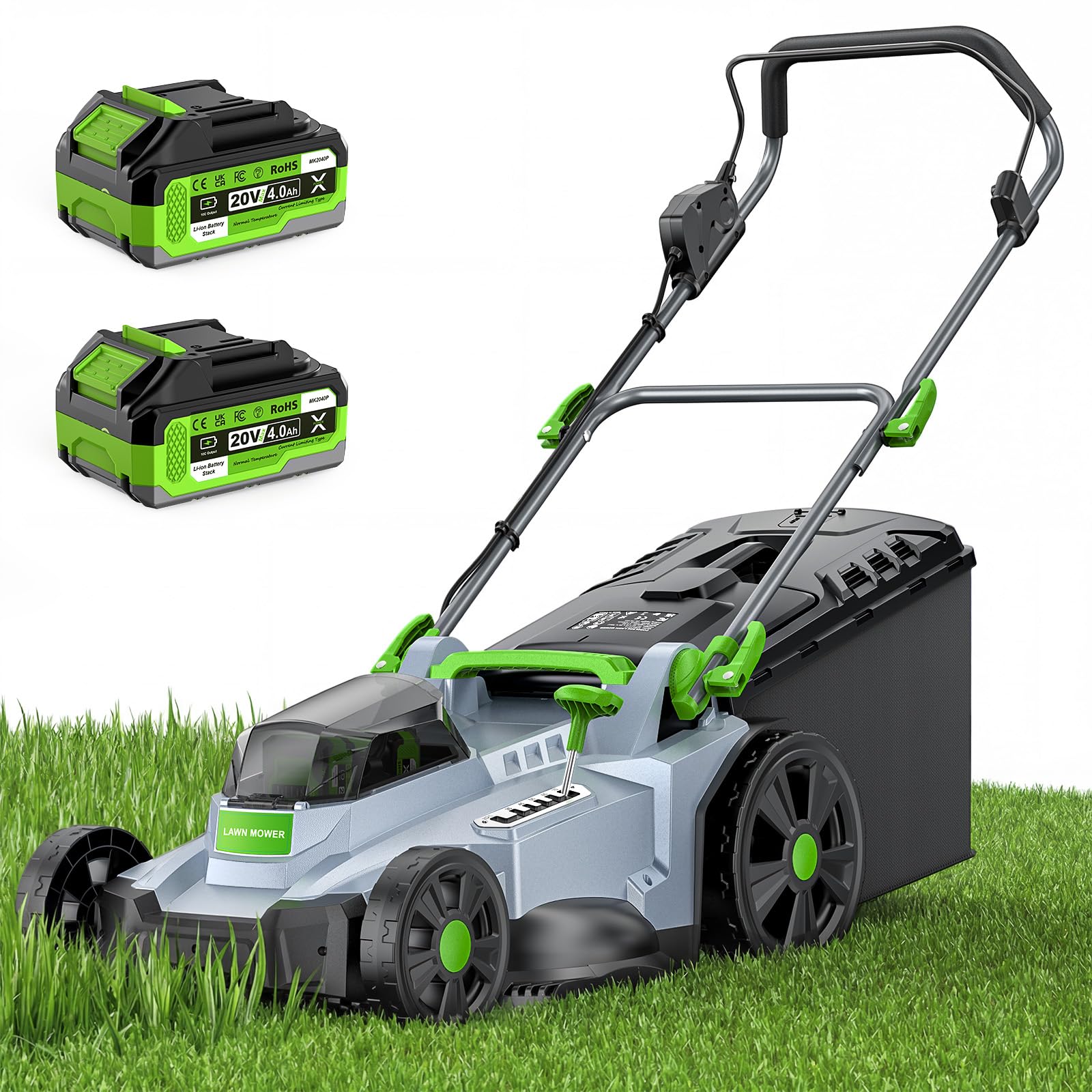 ​ETOOLAB Akku Rasenmäher, 40V (2x20V), 42cm Schnittbreite, bis 400-600 m², Brushless, Mulch-Kit, 50L Fangkorb, 25-75 mm Schnitthöhe, 2X 4,0 Ah Akkus+Ladegerät