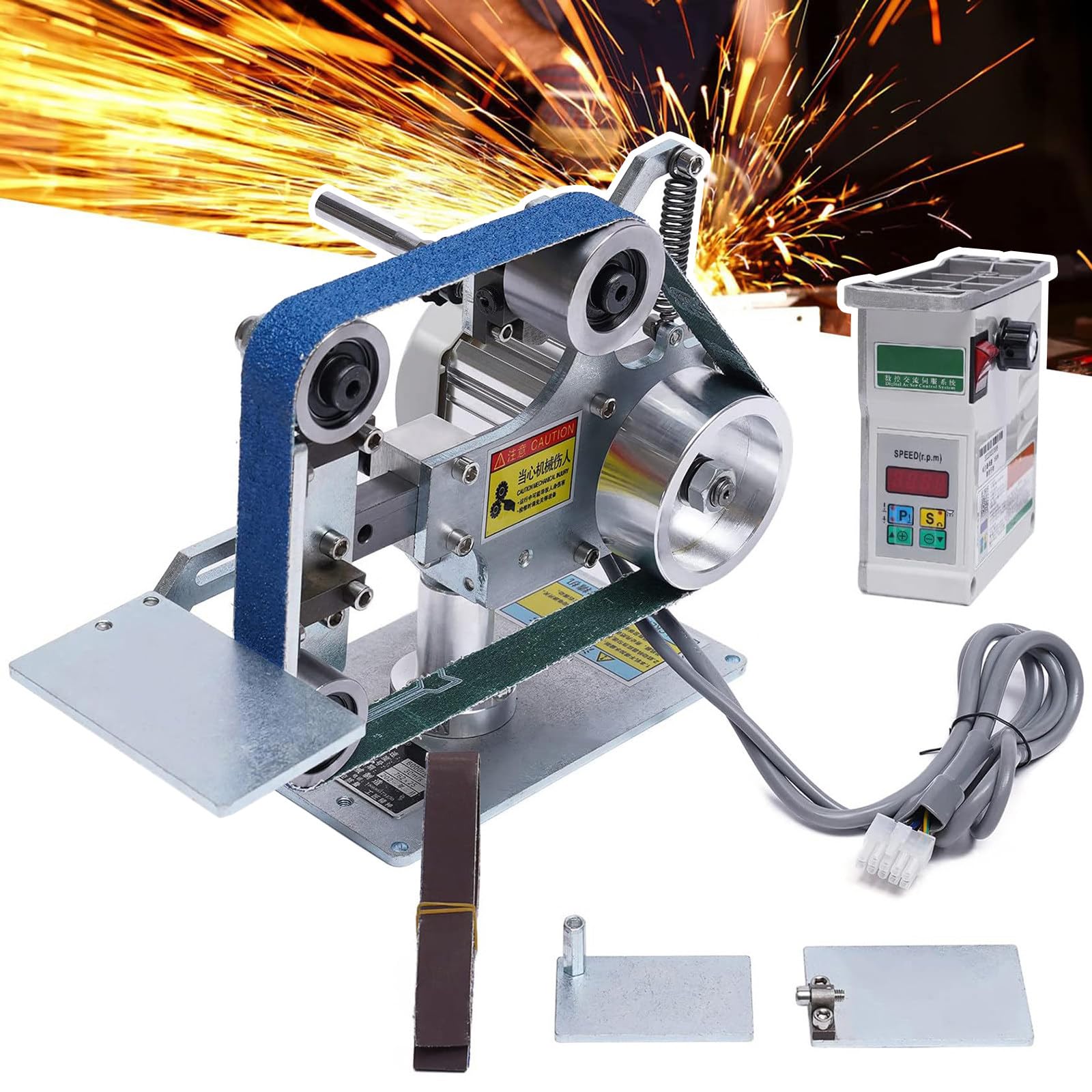 Eoweiot Belt Sander with Brushless Motor, Electric Bench Grinder, Vertical Horizontal Polisher, Forward and Reverse Rotation