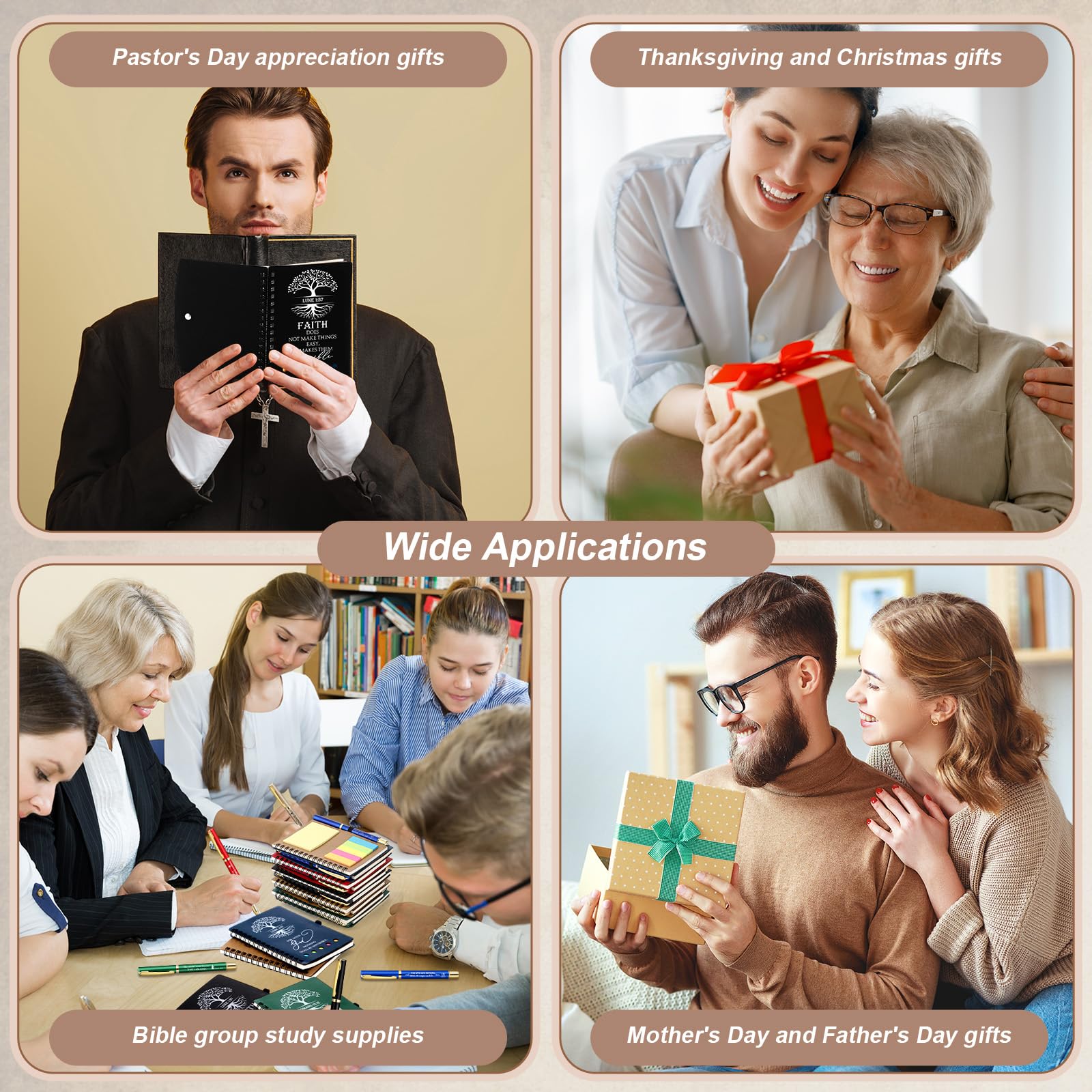 Dunzoom 100 cuadernos de oración de regalo cristiano con notas adhesivas, bolígrafos para estudio bíblico, árbol religioso de la vida, diario A6, regalo inspirador para la escuela de la iglesia
