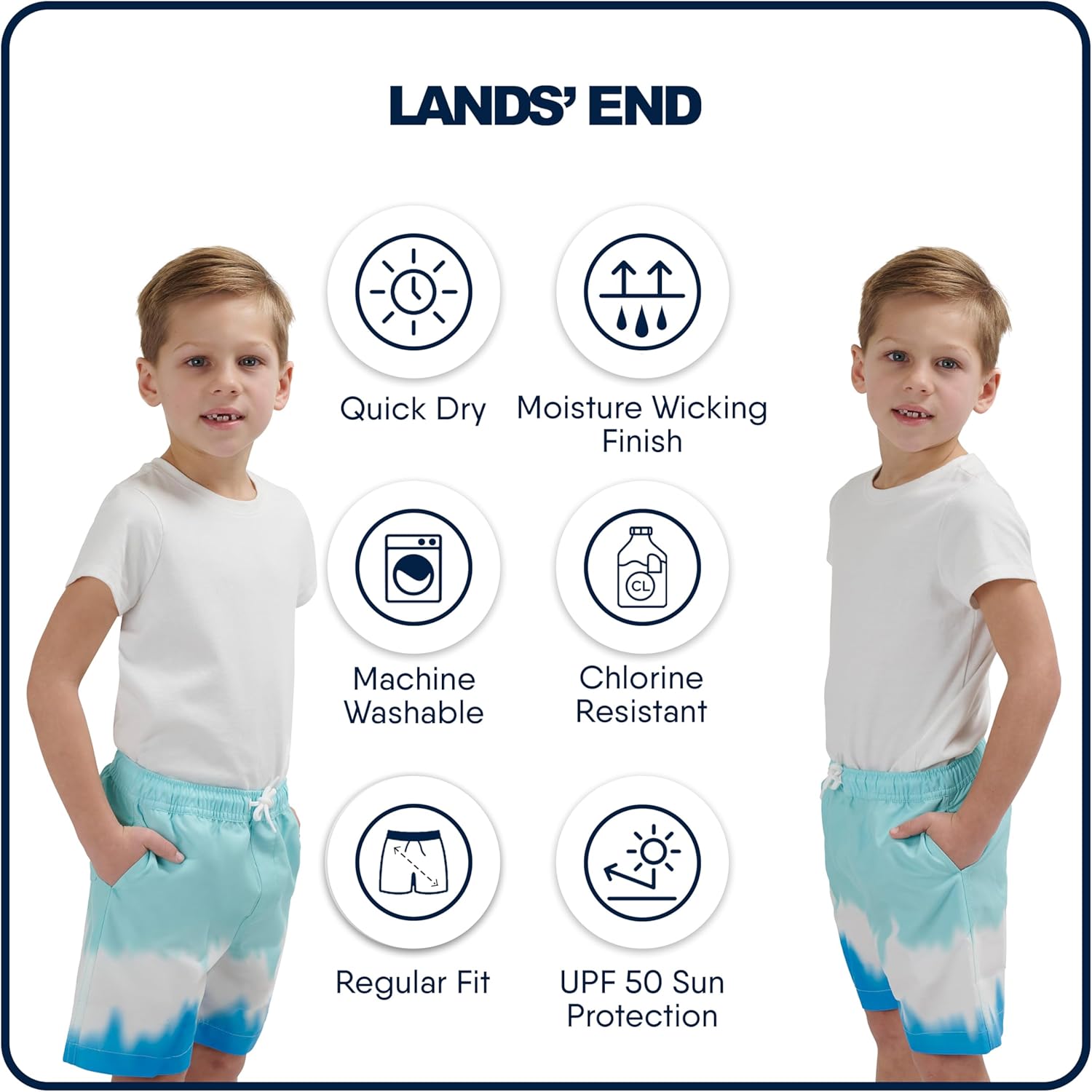 Lands' End Little Boys' Swimwear UPF 50 Mesh Liner Swim Trunks (XXS-S) - Image 5