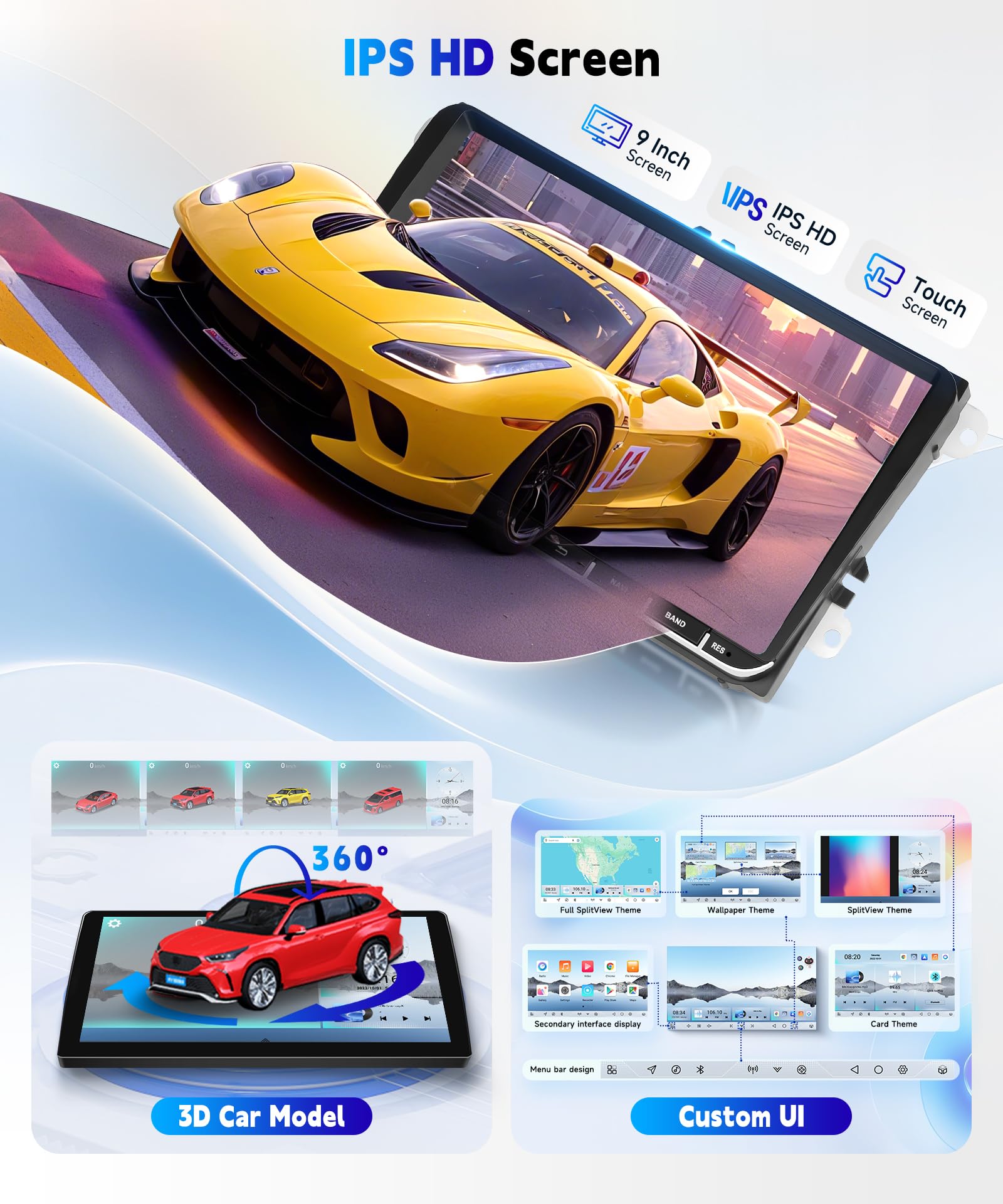 Qualcomm Snapdragon radio samochodowe Carplay do VW Golf 5 Polo Skoda, 9-calowy ekran dotykowy Android radio samochodowe z systemem Android Auto/Bluetooth 5.1/RDS/FM/DSP/SWC/GPS/WiFi + kamera cofania