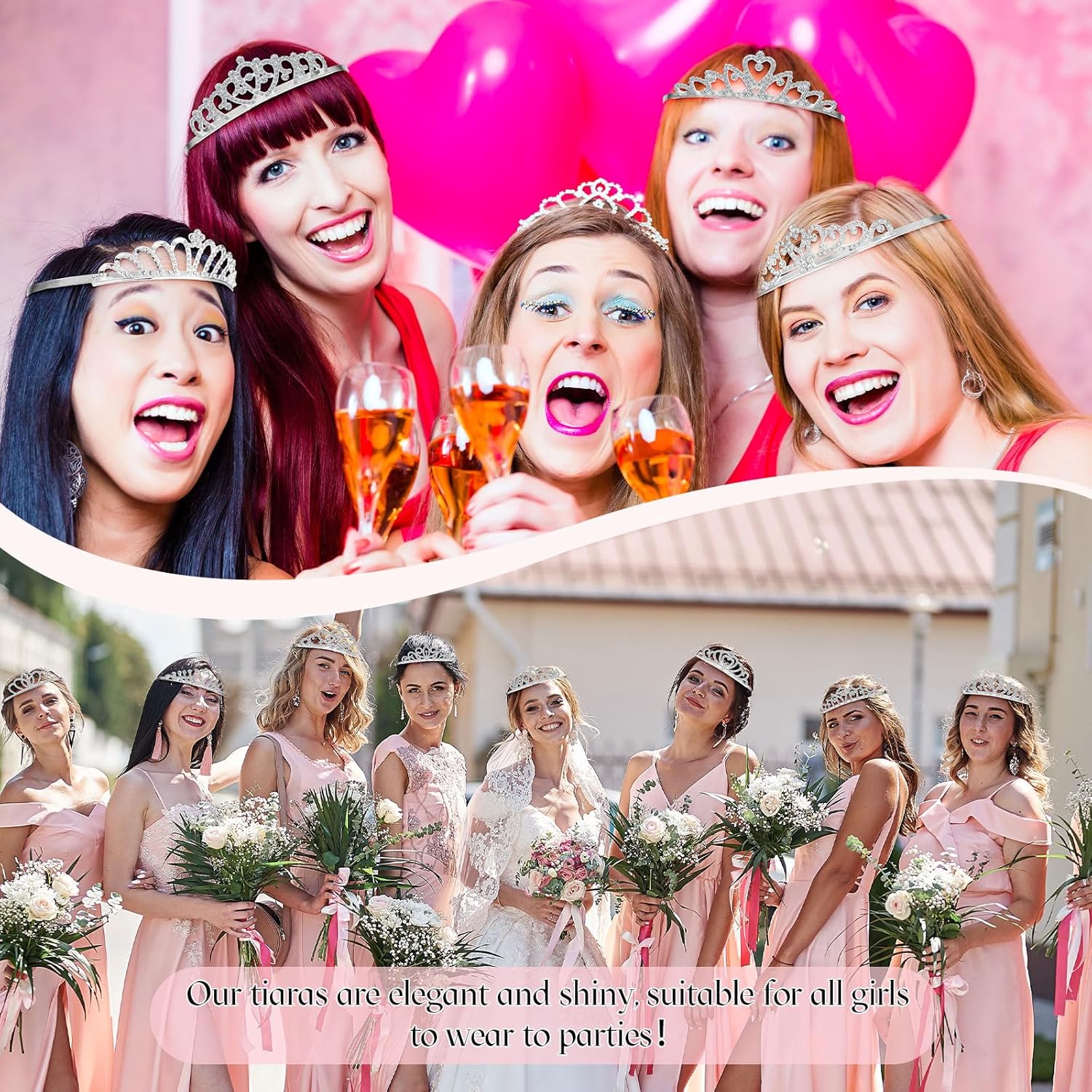 Riceshoot 50 Pcs Tiara Crowns Bulk for Women Crystal Princess Tiara Queen Rhinestone Crown with Comb Silver Bridal Wedding Headband for Women Prom Birthday Party Hair Accessory - Image 4