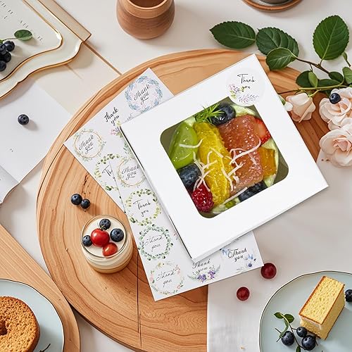 Miniatura 4 de Vane Delx 30 cajas de panadería blancas con ventana para una visión clara del interior, 4 x 4 x 2.5 pulgadas, caja de regalo de pastelería