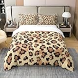 100% Cotton Leopard Duvet Cover Twin Brown Cheetah Print Bedding Set For Adult Women Girls Teens Wild Animal Leopard Comfy Comforter Cover Rustic Brown Soft Breathable Room Decor Quilt Cover