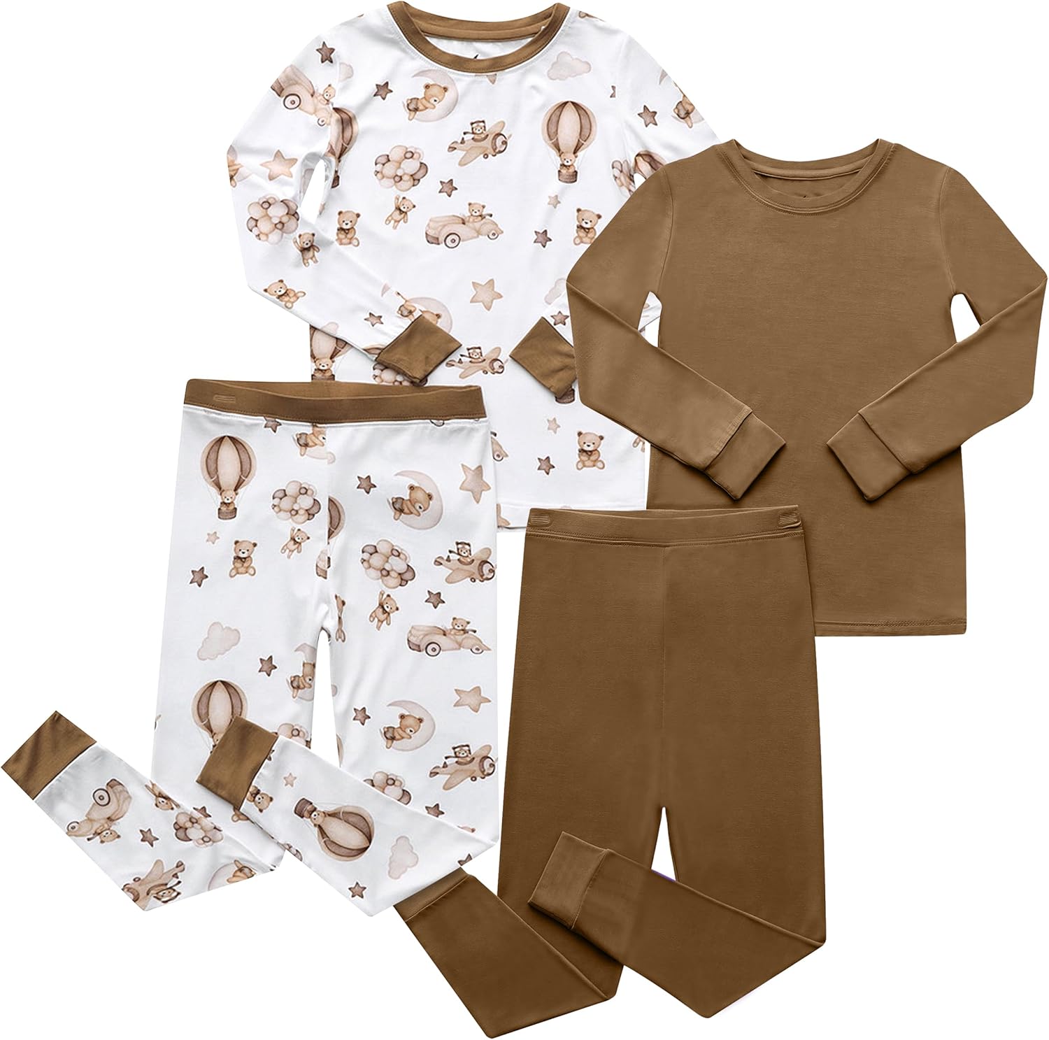 Toddler Viscose Bamboo Pajamas, 2 Zip, Girl & Boy Sleepers, Soft Stretchy Viscose Made From Bamboo (2 Pack)