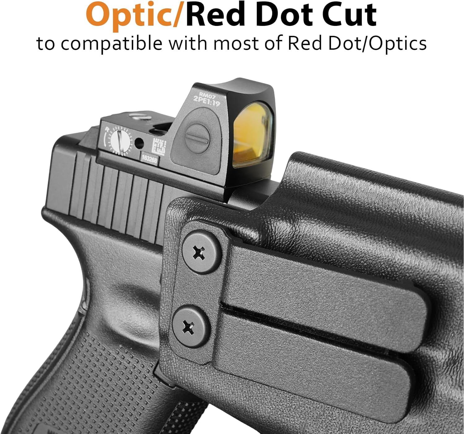 PROUS IWB Kydex Holster for Glock 19 with TLR7/TLR7A/TLR7X, Fit Glock 17/19 Gen 3-5, 23/32 Gen 3-4&19X/ 44/45, Inside Waistband Conceal Carry, Optic Cut, Adj. Cant & Retention, Right Hand