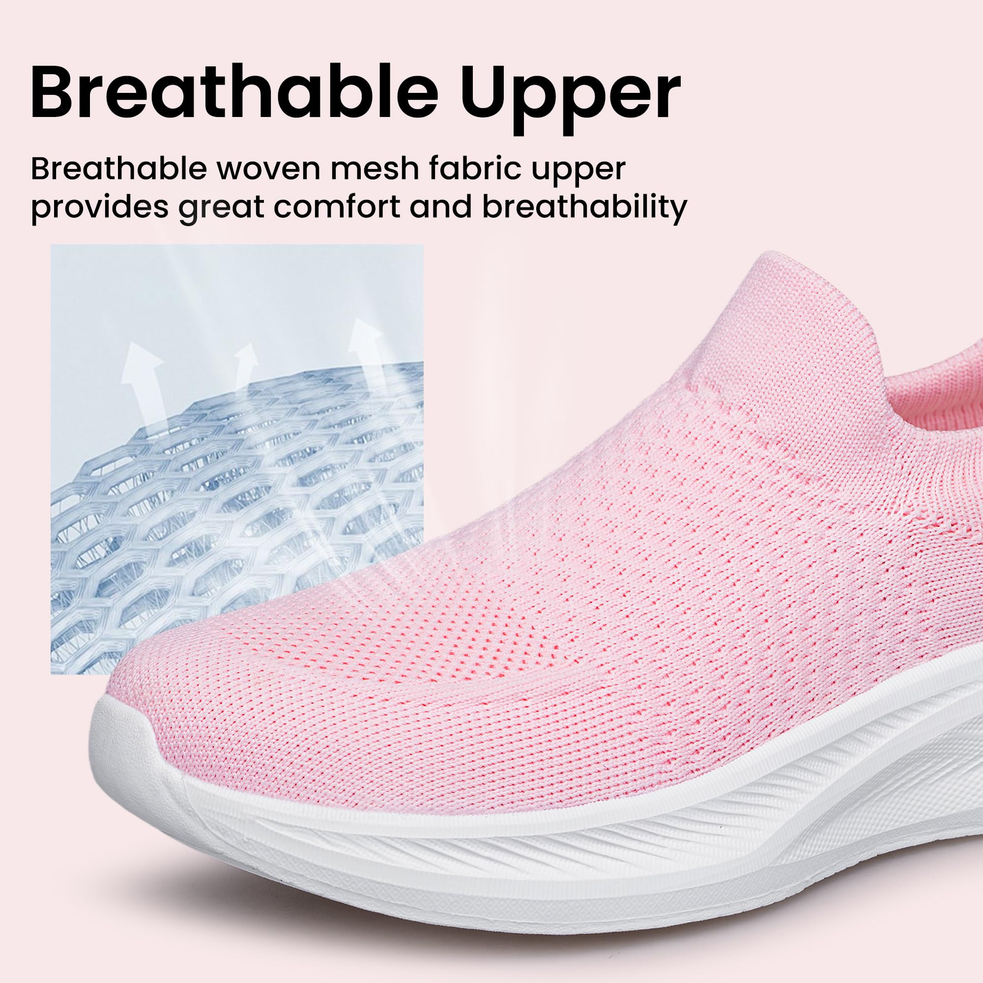 Raoendis Scarpe da ginnastica da donna, senza lacci, da camminata, da donna, comode, traspiranti, in maglia, per jogging, corsa, fitness