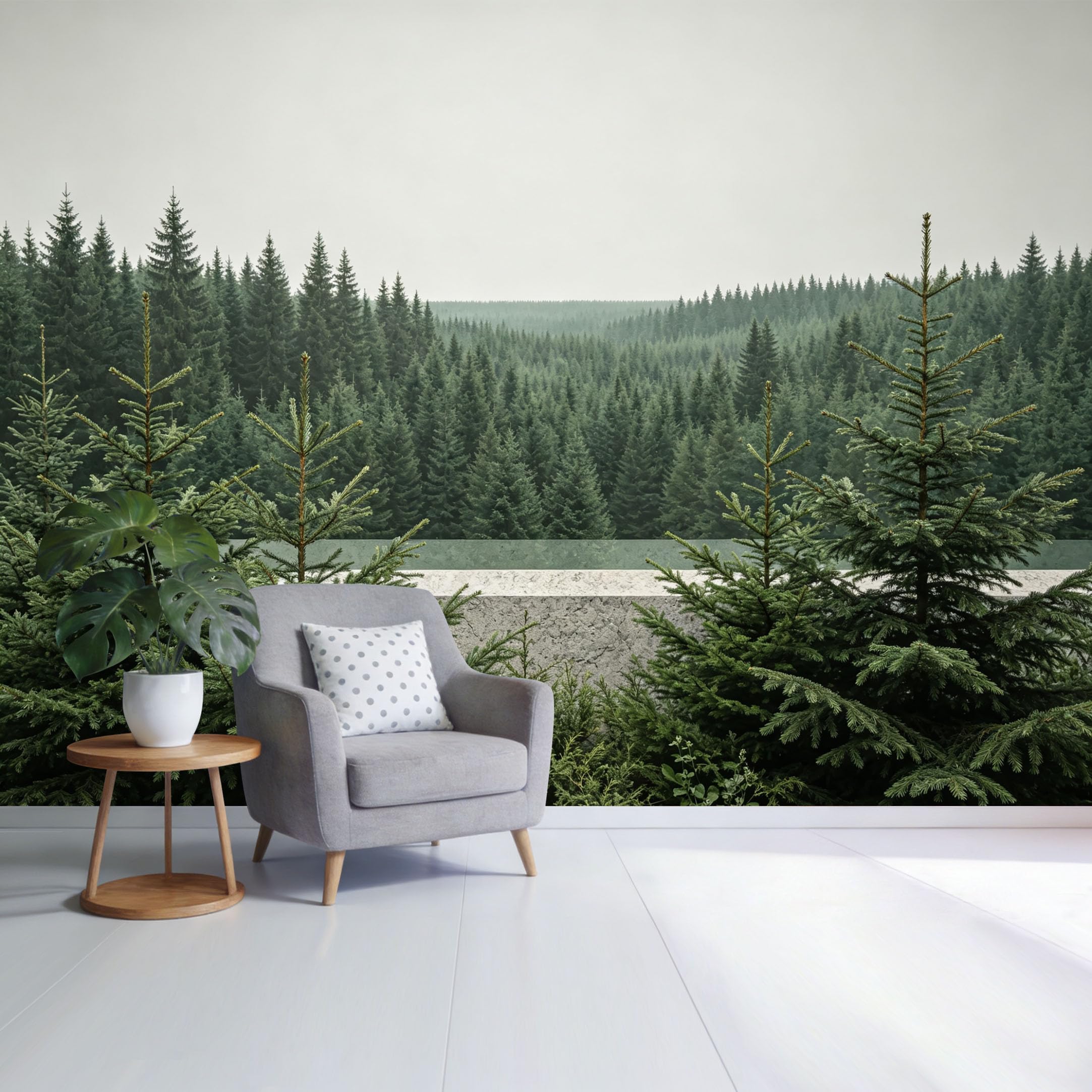 Custom Size Wall Mural Misty Pine Forest Landscape Evergreen Trees Green Mountain View Nature Scene SelfAdhesive Wall Fabric Removable Wallpaper for Home Office Decor