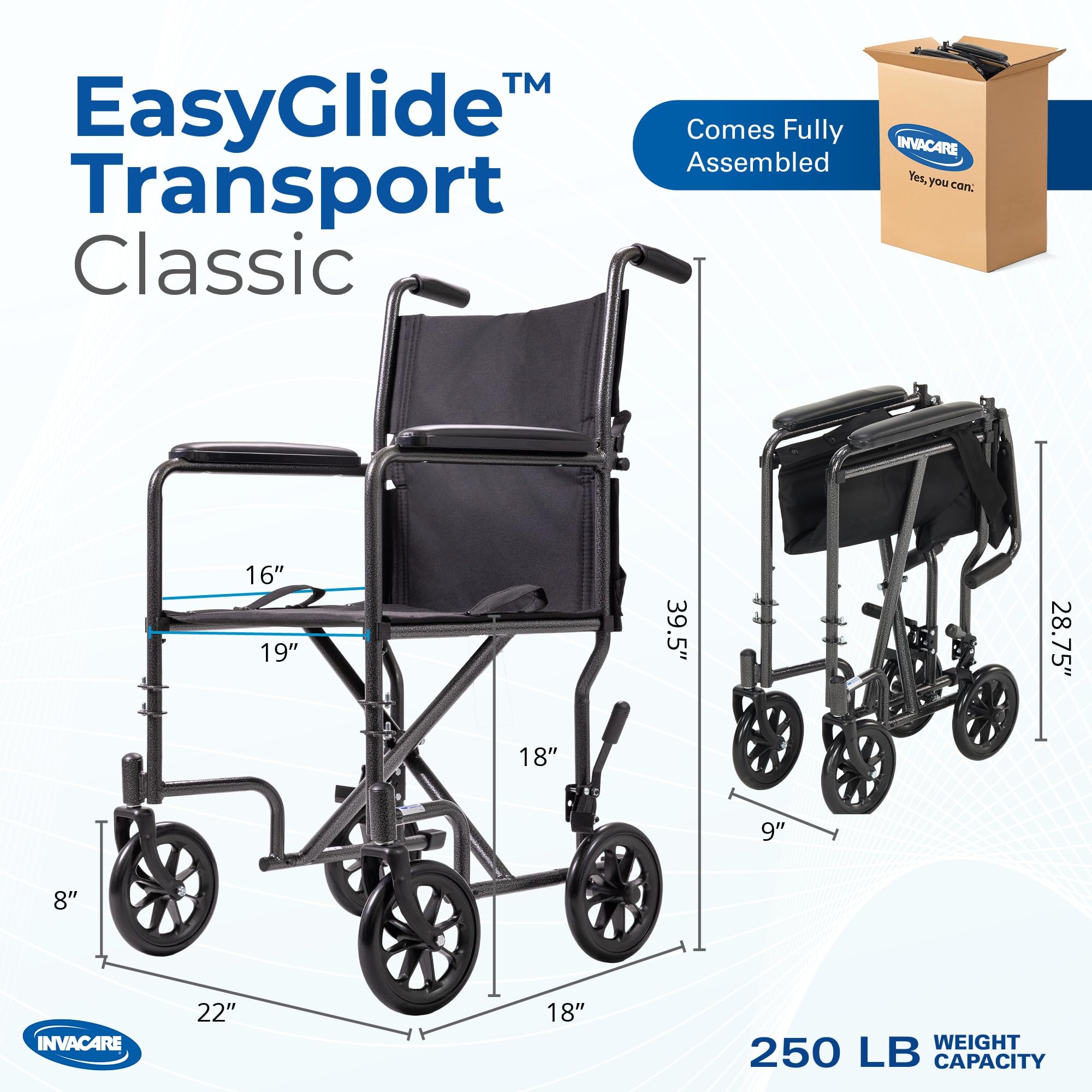 Invacare Transport Wheelchair - Lightweight & Portable -2