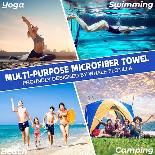 Miniatura 6 de Whale Flotilla Toalla de playa grande de secado rápido (30 x 60 pulgadas), toallas de playa de microfibra sin arena para niños y adultos, toalla de