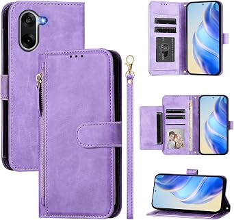 Compatible with OnePlus Ace 5 Racing Case Cover,Compatible with OnePlus Nord CE5 5G CPH2719 Flip PU Leather Zipper Wallet Protective Cases Purple