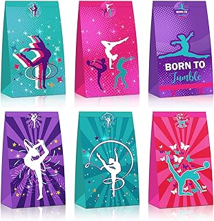 24 Pcs Gymnastics Goodie Bags Gymnastics Birthday Party Supplies Gymnastics Party Favors Gymnastics Paper Bags Gymnastics Birthday Party Decor for Kids Birthday Baby Shower Party (Cute Style)
