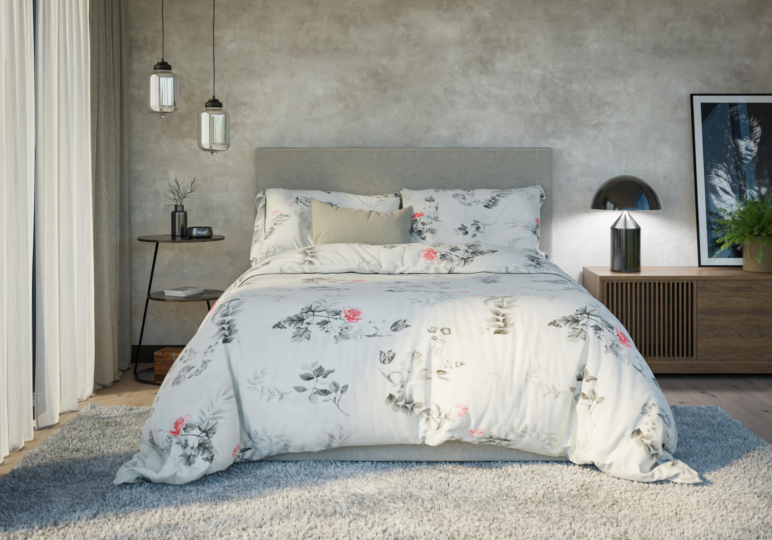 4housedesign®, biancheria da letto in cotone, 135 x 200 cm, 4 pezzi, certificato Oeko-Tex, traspirante, con chiusura lampo, facile da pulire, set di biancheria da letto (primavera)