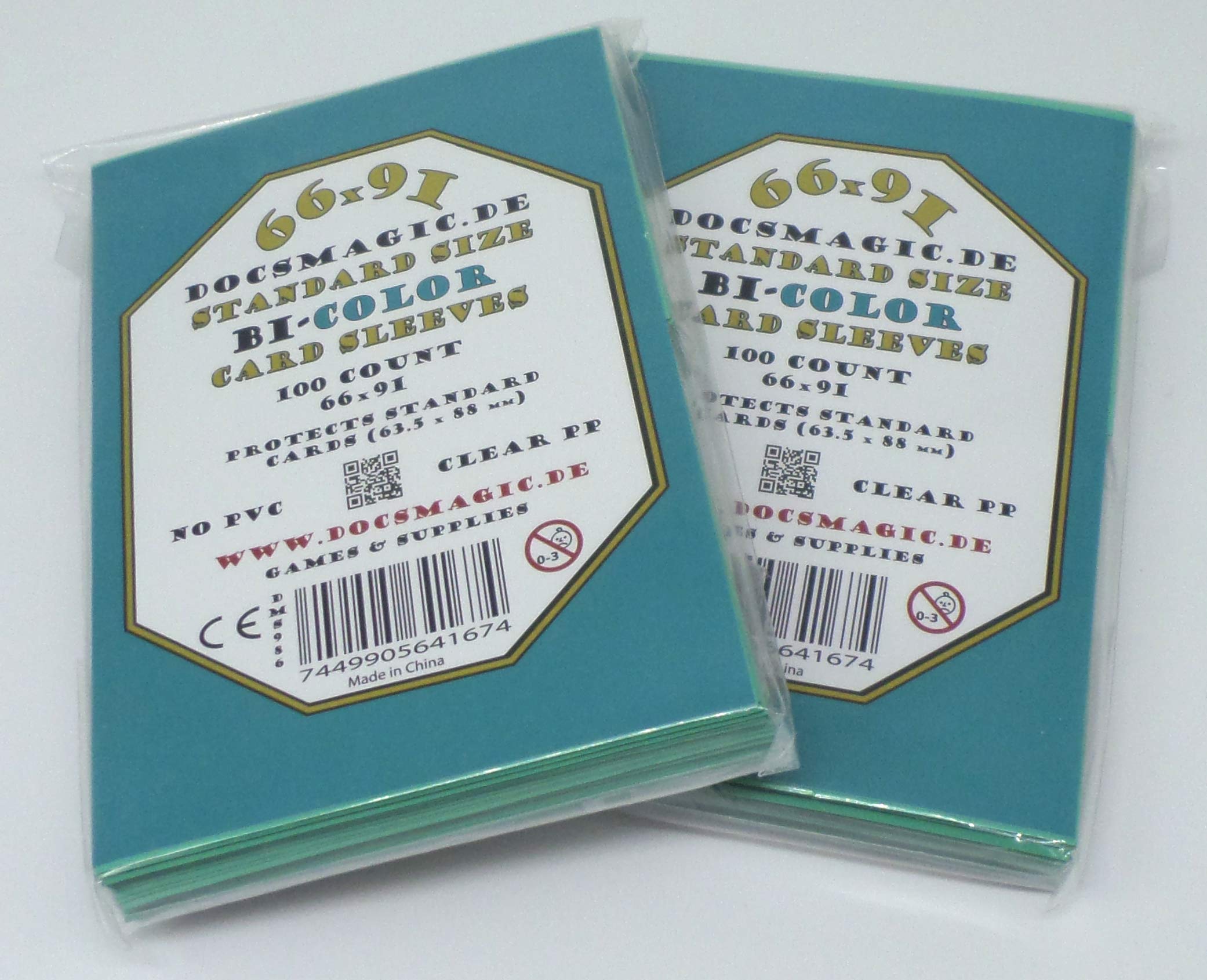 docsmagic.de 200 Premium Bi-Color Card Sleeves Mat Mint/Black Standard Size 66 x 91 Aqua