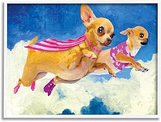 Stupell Industries Chihuahua Dogs Flying Cloudy Sky Pink Capes, Design by Porter Hastings