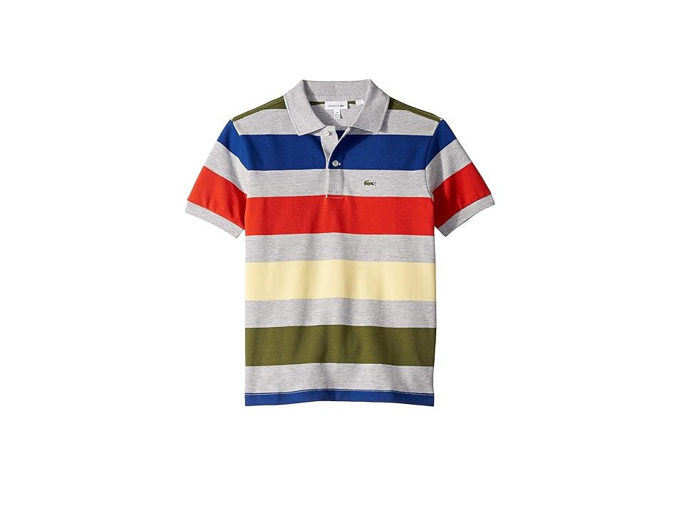 

Lacoste Kids Colorful Striped Pique Polo (Infant/Toddler/Little Kids/Big Kids) (Silver Grey Chine/Print) Boy's Clothing, Multi