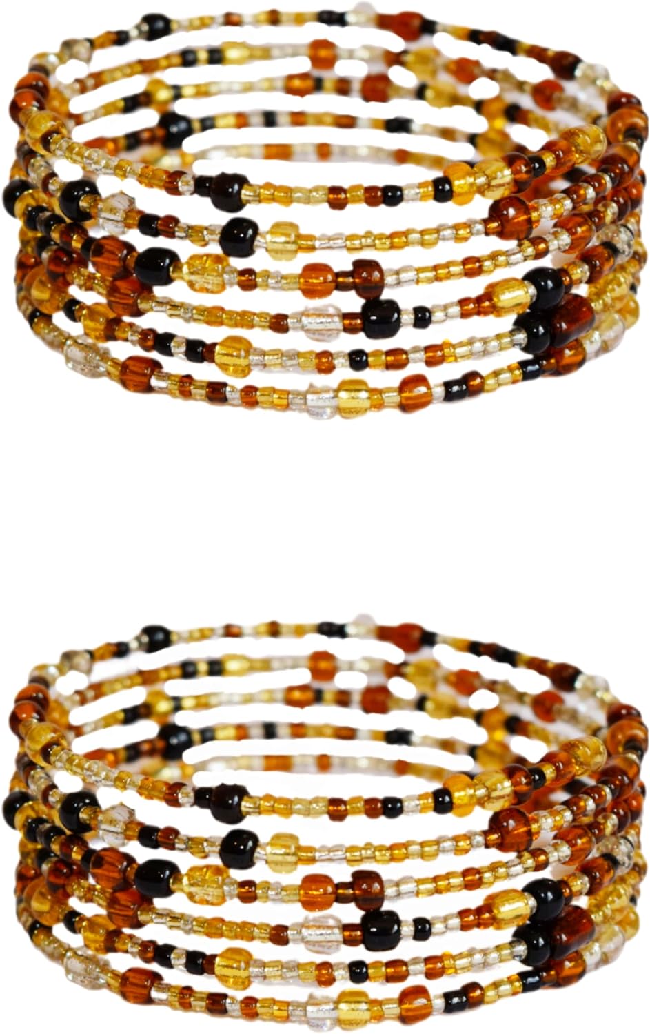 Tembo Crafts - Set of 2 Handmade Beaded Bracelets - Different shades of Brown