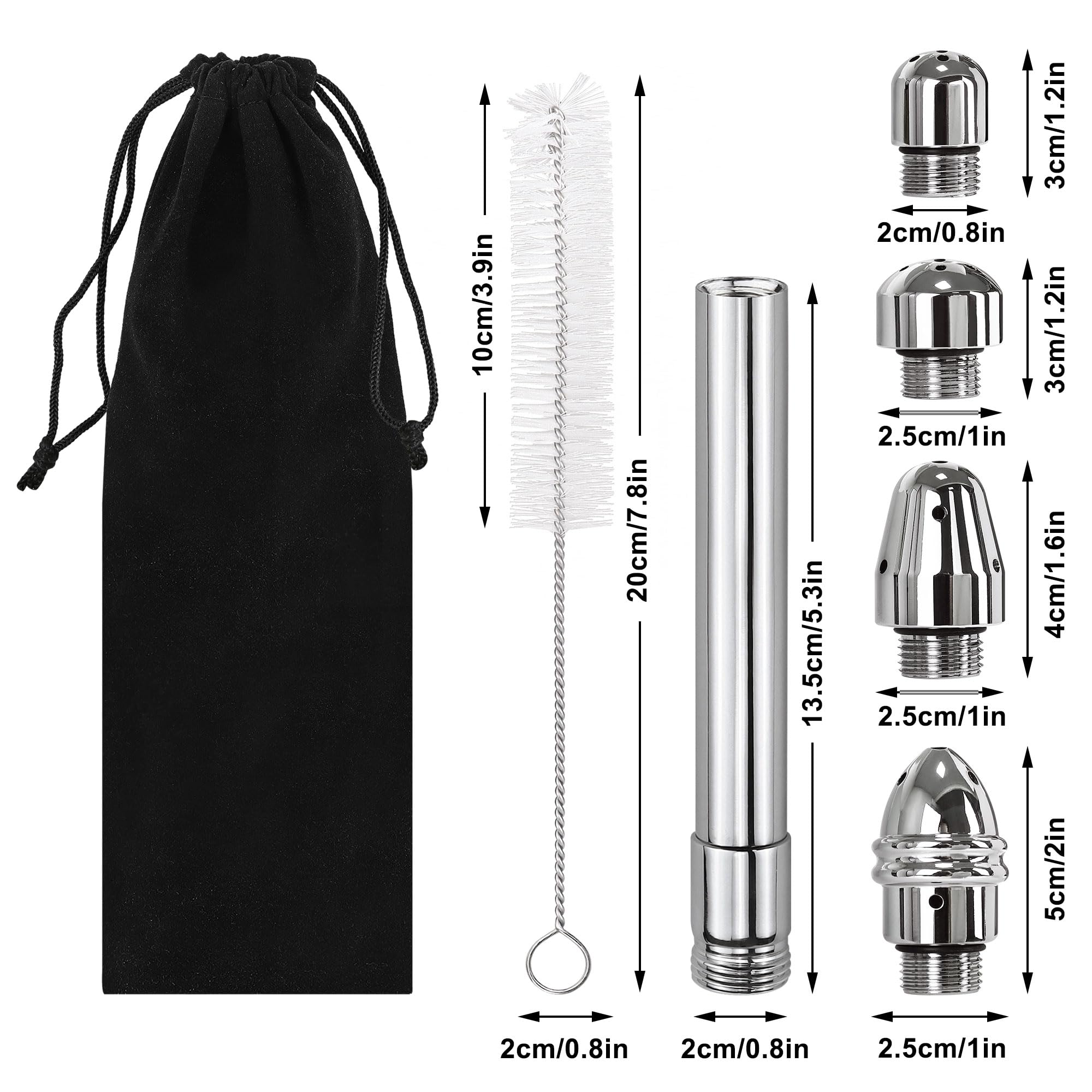 Shower Cleaner Enema Douche System, Handheld Anal Douche Attachments Kits, Rinse Vaginal with 4 Aluminum Shower Heads, Douche for Men Women with Velvet Bag + Cleaning Brush - Intimate Cleaner Kit