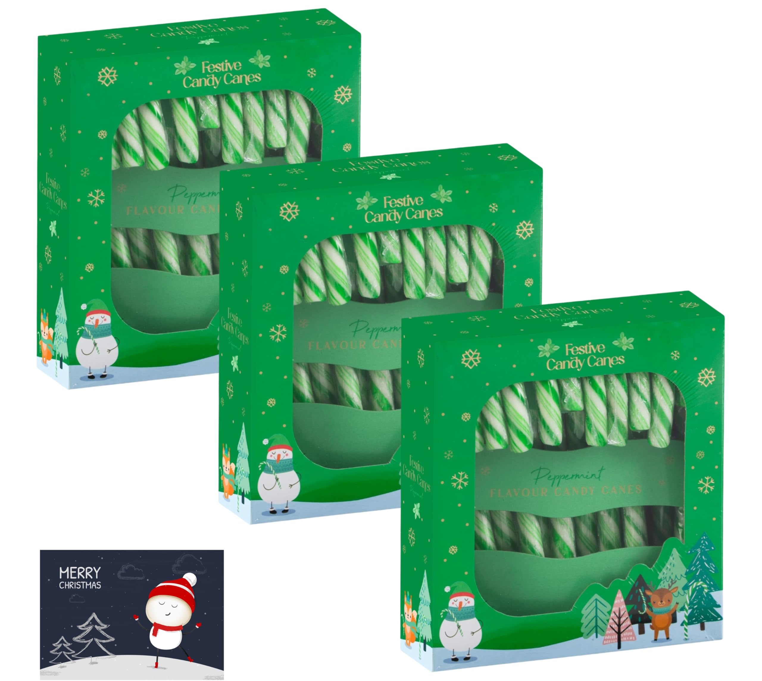 3 Boxes of Candy Canes 12pk - Festive Christmas Treats, Ideal for Tree Decorations - 120g per Pack (Peppermint)