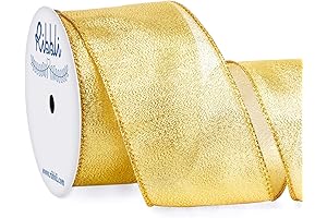 Ribbli Ribbon Gold Metallic 2.5" x 10 Yard Christmas Tree Ribbon