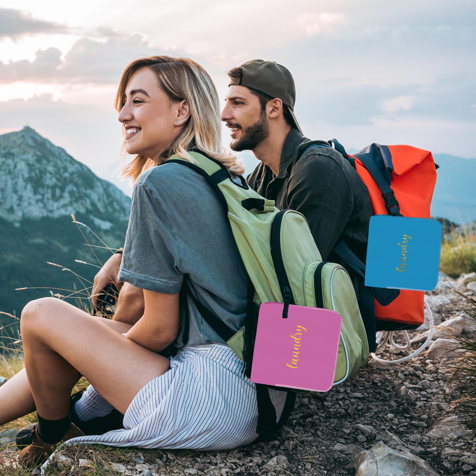 Cosswe Lot De 2 Petits Sacs à Linge De Voyage Avec Fermeture éclair - Imperméable - Pour Le Fitness - 48 X 38 Cm - Sac à Linge étanche De Voyage Pliable