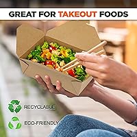 Vista 5 de Fit Meal Prep Paquete de 36 recipientes desechables de 76 onzas para llevar para microondas, cajas de papel kraft para llevar, contenedores