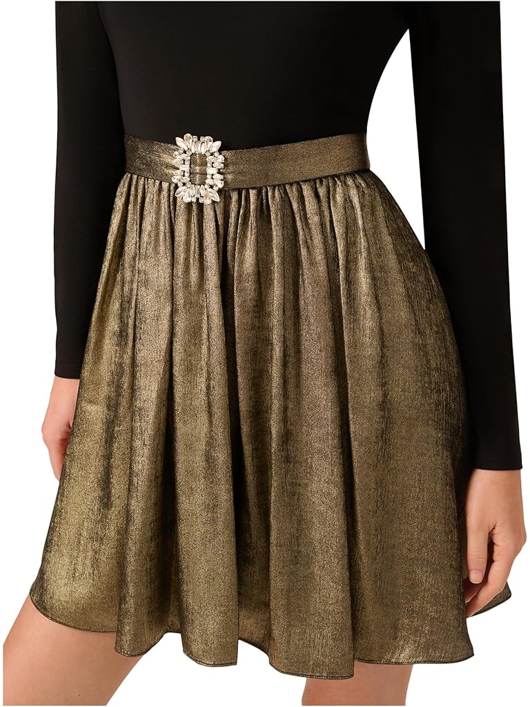 Gold Adrianna Papell Jersey Metallic Short Dress