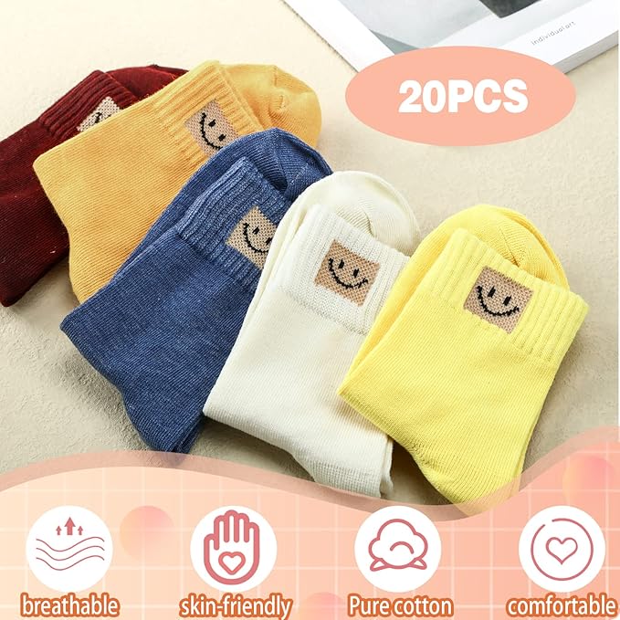 Funtery 20 Pares Calcetines Tobilleros Mujer Algodón Multicolor miniatura 3