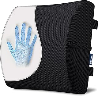 QUTOOL Lumbar Support Pillow for Office Chair Memory Foam Chair Back Cushion for Car, Gaming Chair, Recliner Improve Posture Back Pillow for Lower Back Pain Relief Double Adjustable Straps