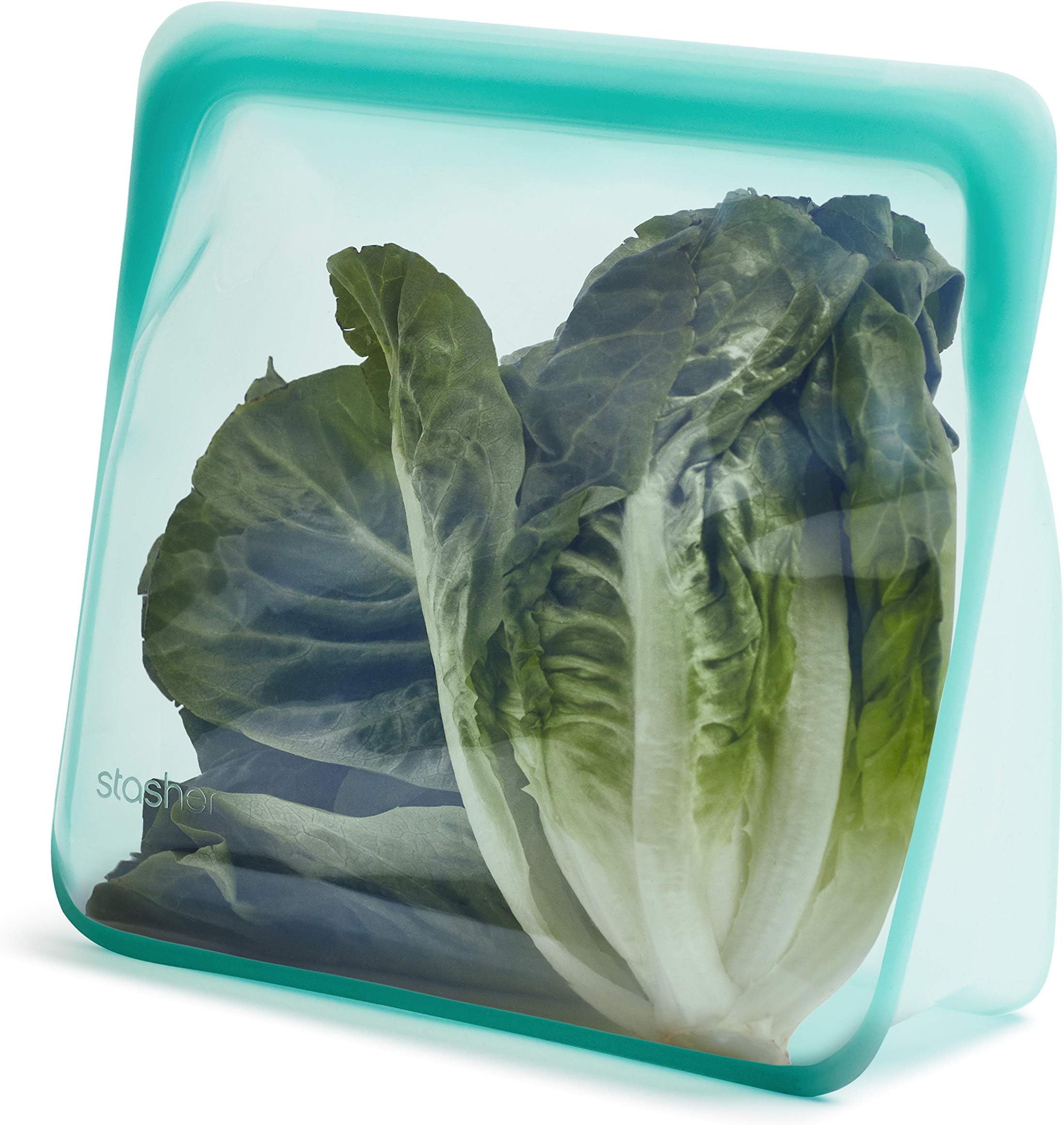 Reusable Silicone Storage Bag, Food Storage Container, Microwave and Dishwasher Safe, Leak-free, Stand Up - Mega, Aqua, STSUL01
