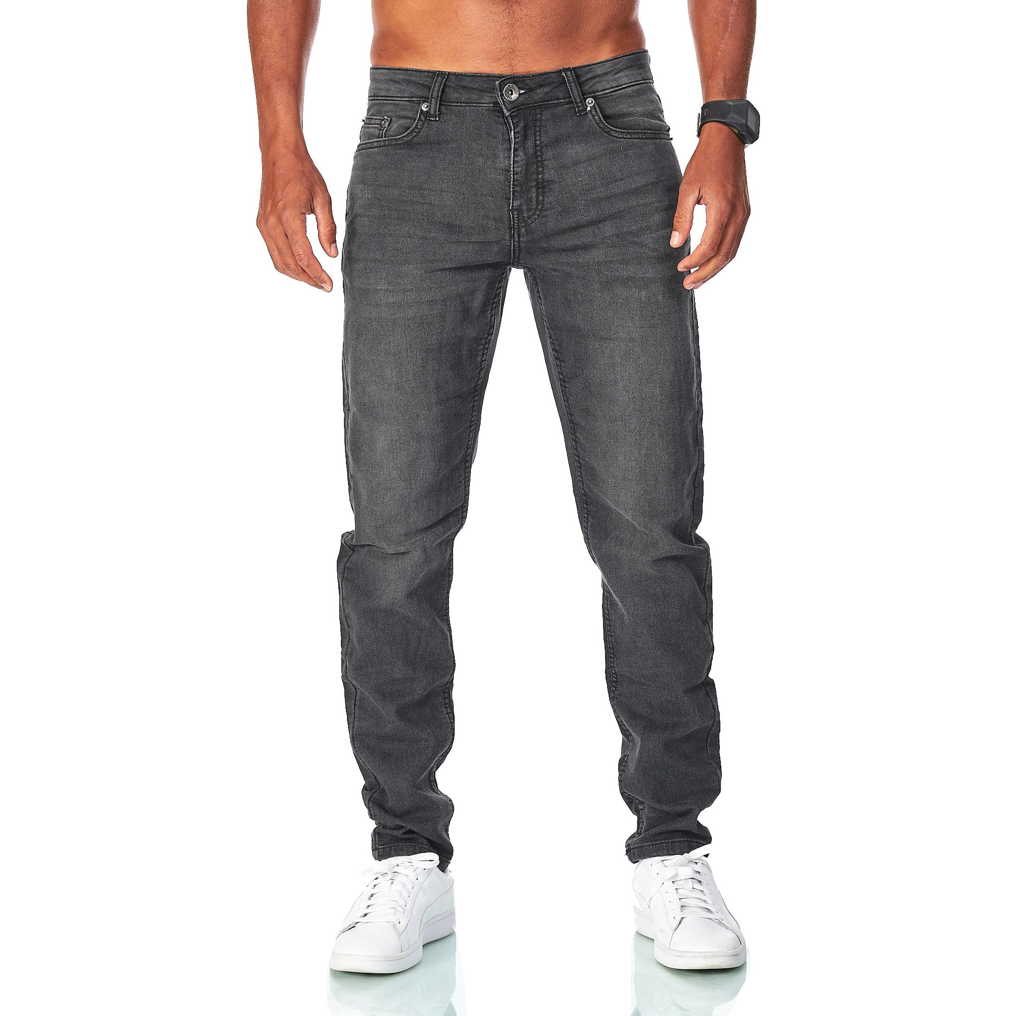 JEEL Herren Sweat-Jeans - Regular-Fit Straight-Cut - Stretch Washed Denim-Look - Jeans-Hose